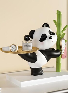 进户门玄关柜装饰摆饰熊猫钥匙收纳玄关家居品入户进门口客厅鞋柜