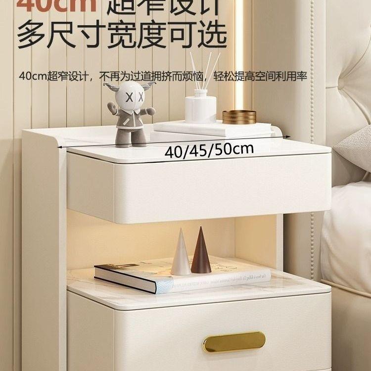 轻奢全实木智能床头柜简约现代多功能家用卧室岩板无线充电床边柜