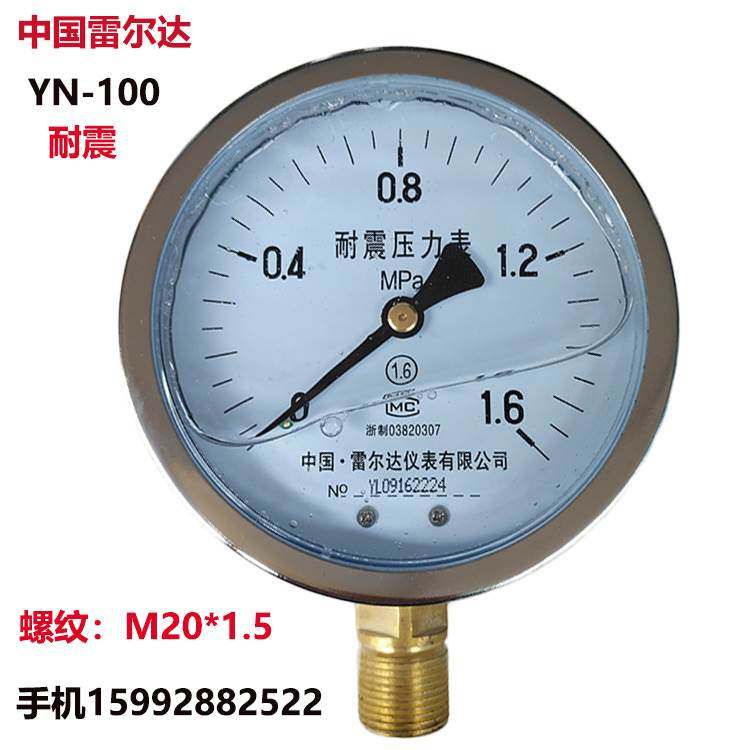 雷尔达耐震压力表YTN-100 /YN-100 0-1/1.6/2.5mpa油压表液压真空