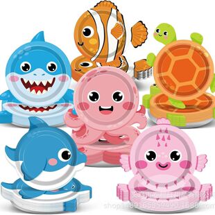 新款海底动物派对用品生日装饰鲨鱼章鱼乌龟小丑鱼海豚动物眼镜