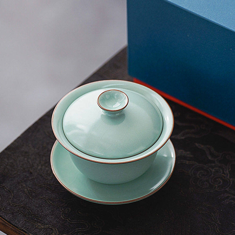 厚湖窑汝窑盖碗茶杯个家用开片泡茶碗冰裂三才盖杯厚湖功夫茶具,餐饮具,盖碗,淘宝优惠券,粉丝福利购,淘宝优惠卷