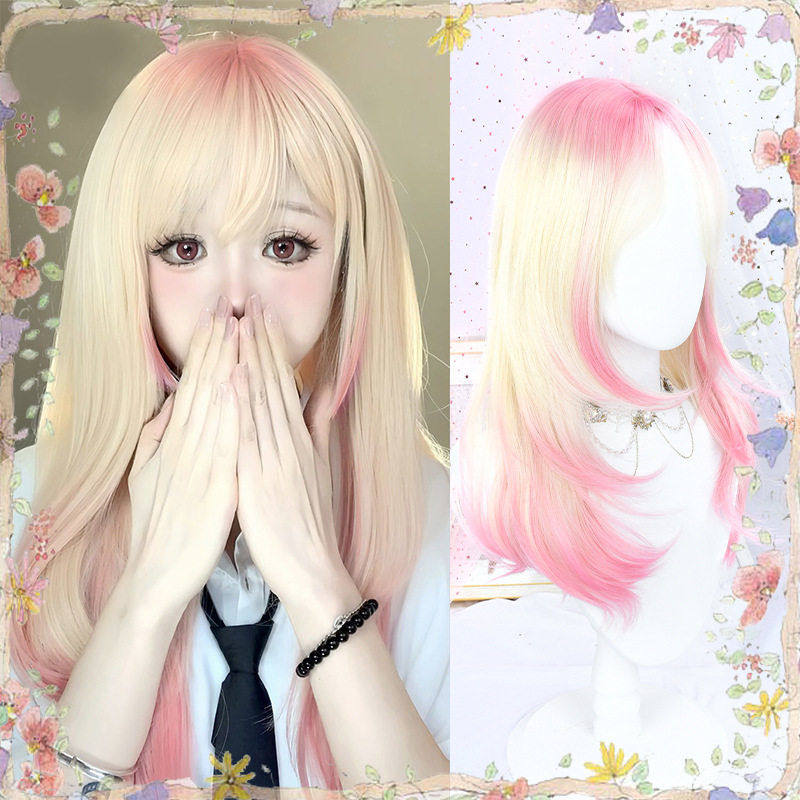假发女Lolita假发白金渐变蜜桃粉中分层次感长直发爆顶染全头套,模玩/动漫/周边/娃圈三坑/桌游,COSPLAY配件/道具/人偶服,淘宝优惠券,粉丝福利购,淘宝优惠卷