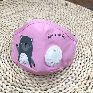 带呼吸阀卡通纯棉儿童布口罩秋冬季学生防尘透气防雾霾PM2.5口罩