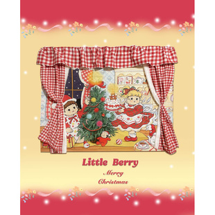 littleberry少女可爱卡通圣诞墙面氛围挂布红格子窗帘卧室客厅