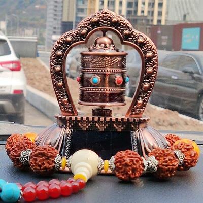 德田拉萨太阳能车载转金筒汽车摆件车内饰品工作台摆件转金轮桶男