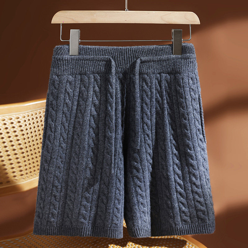 秋冬100纯羊毛甜辣风松紧腰阔腿针织休闲短裤女士百搭高腰五分裤,女装/女士精品,休闲裤,淘宝优惠券,粉丝福利购,淘宝优惠卷