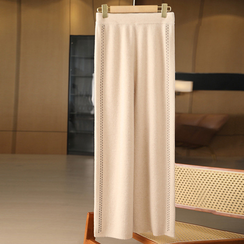 提花100纯羊毛阔腿裤女高腰加厚针织垂感宽松显瘦秋冬外穿直筒裤,女装/女士精品,休闲裤,淘宝优惠券,粉丝福利购,淘宝优惠卷