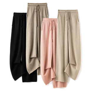 软糯精仿羊毛阔腿裤女垂感慵懒风针织直筒长裤秋冬加厚春秋外穿裤