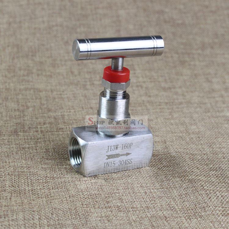 304不锈钢一字手柄J13W-160P内丝内螺纹内扣截止阀针型阀门DN15