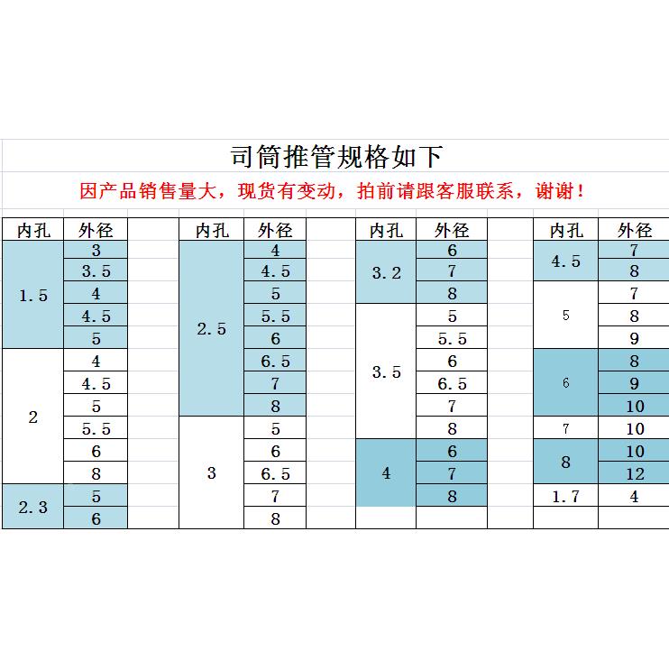 65Mn推管司筒模具推杆内4.5外7顶管顶套现货非标可定做