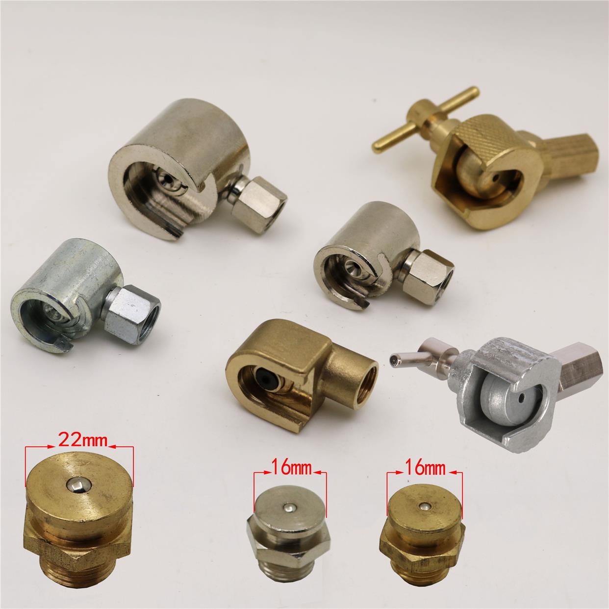 平扣式油嘴平枪头船用纯铜黄油嘴纽扣式牛油嘴挂针式油嘴枪头1622