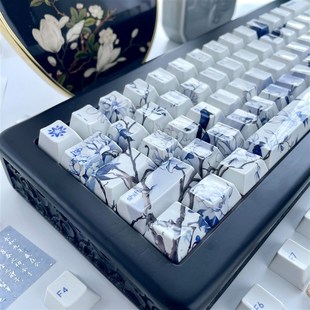 FKKeys青花瓷系列键帽喷釉仿陶瓷 75配列原厂高度 pbt机械键盘帽