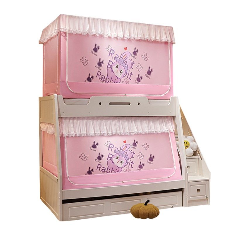 儿童子母床蚊帐一体式床帘遮光上铺卧室床上下双层床下铺梯形专用