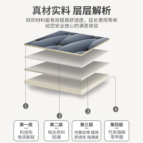 科技布床头靠垫榻榻米床头软包大靠背垫自粘床头靠枕免洗床头罩套