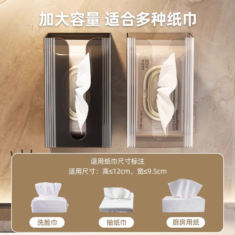 纸巾盒壁挂式洗脸巾收纳盒卫生间厕所厨房倒挂抽纸盒卫生纸纸巾盒