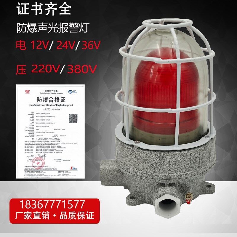 防爆声光报警器灯其它语音定制12VLED防爆警示110分贝防爆警示灯