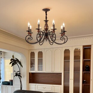 2025年新款 蜡烛吊灯客厅灯氛围高级感实木卧室餐厅大吊灯 中古风格