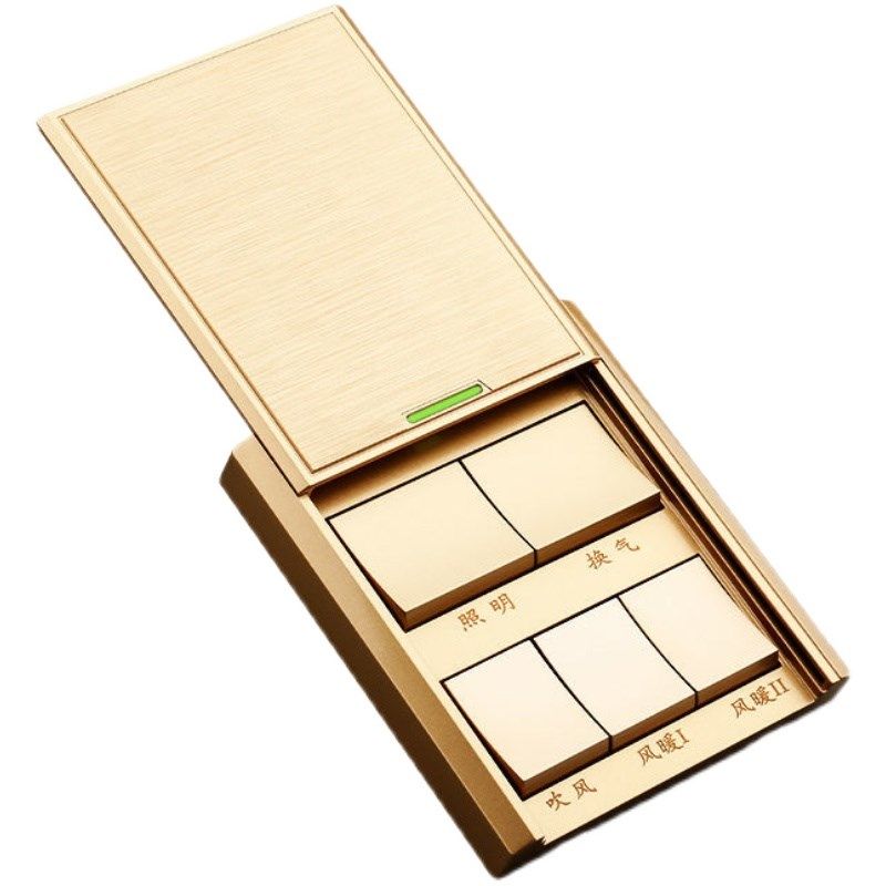 五开风暖浴霸五合一按键滑盖开关浴室卫生间防水面板灯暖四开86型