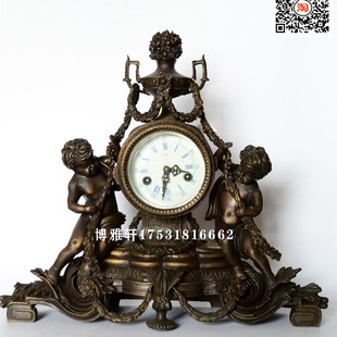 钟表纯铜机械报时座钟仿西洋铜铸做顽童古典台钟电影道具样板间钟