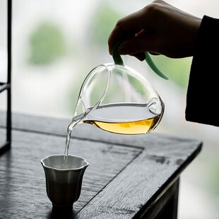 南涵天青玉色玻璃公道杯耐热透明分茶器泡茶公杯高档功夫茶具茶海