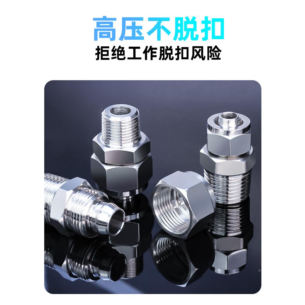 快拧接头PC气动快速气管螺纹直通6/10/12/8-1/2/3/4分6分高压