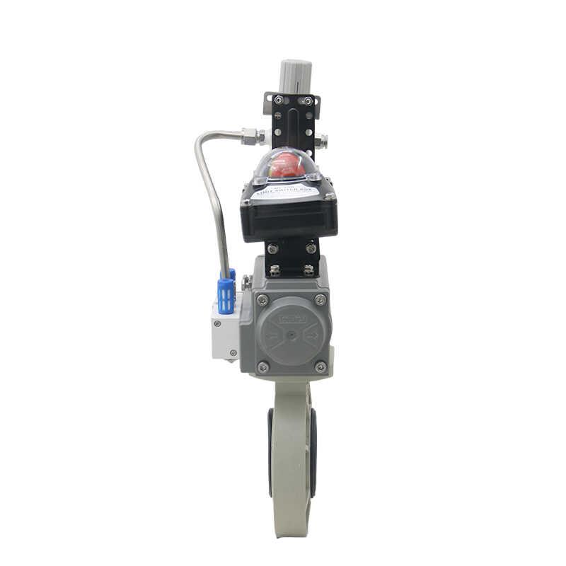 锂电池行业禁锌禁铜D671X-10S耐酸碱耐腐蚀PPH塑料气动对夹式蝶阀