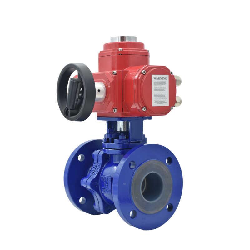 Q941F46-16C化工耐酸碱耐腐蚀BT4/CT6铸钢防爆衬四氟电动衬氟球阀