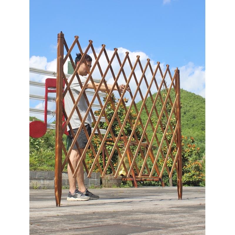 户外防腐木栅栏护栏伸缩室内花架花园庭院装饰宠物围栏木篱笆隔断