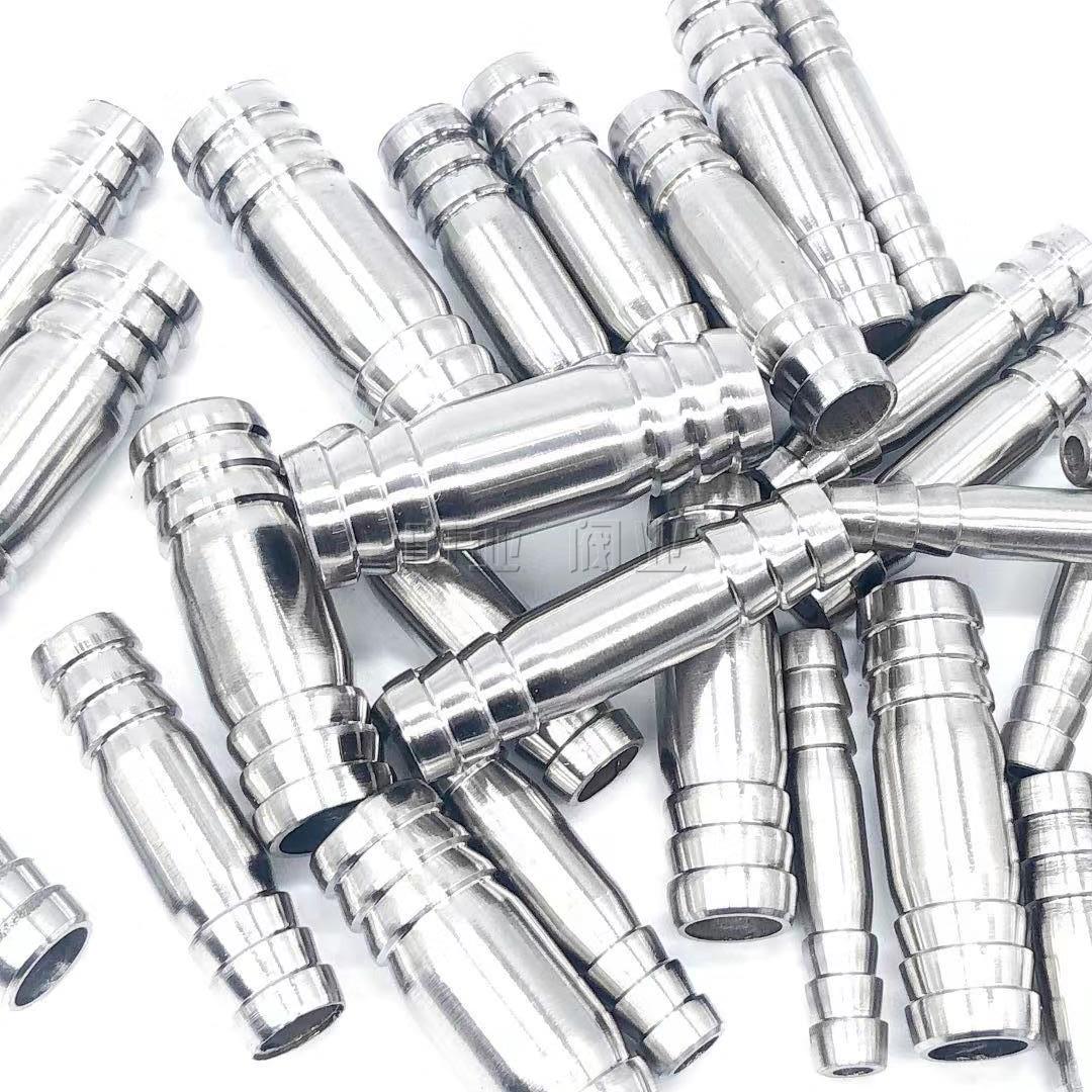 304不锈钢双头宝塔直通软管水管皮管胶管一字水嘴倒刺对插直接头