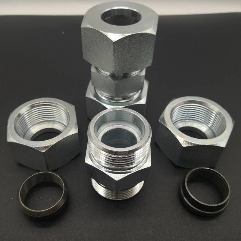 伊顿永华标准1C1D卡套直通24度内锥H型胶管油管对接过渡外丝对丝