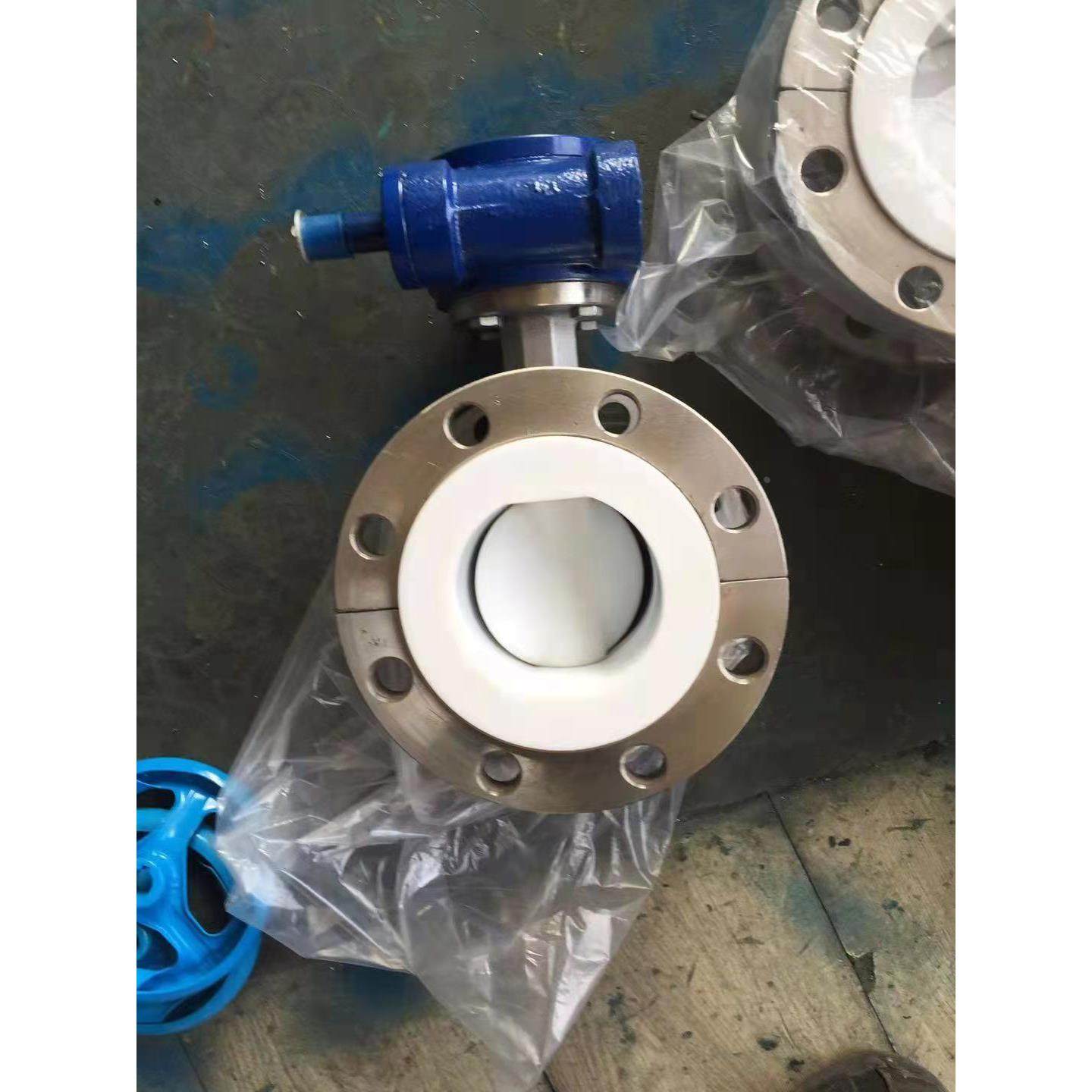 不锈钢衬氟蝶阀D341F46-16P法兰涡轮衬四氟耐腐蚀防腐304手动阀门