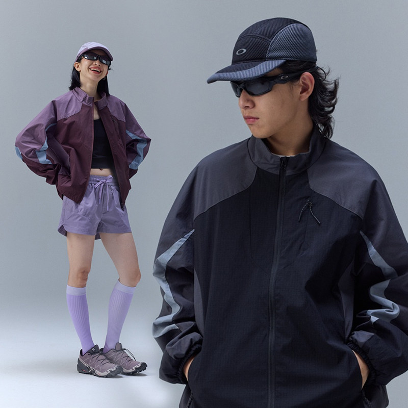 BLNK山系复古拼色运动机能风夹克户外男女同款立领拉链夹克外套