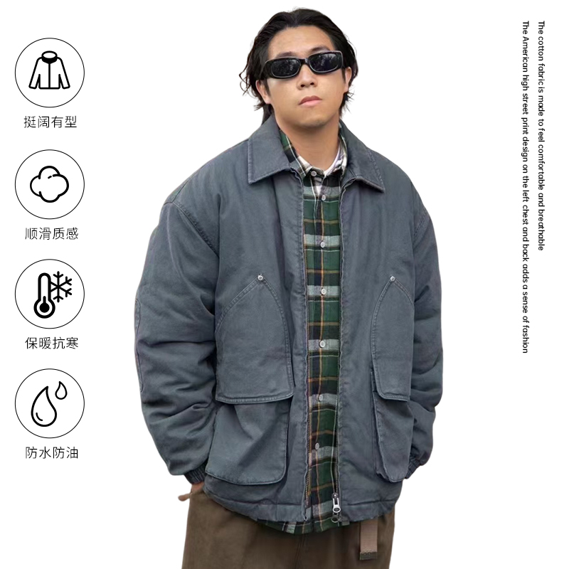 BLNK日系复古猎装夹克外套加厚保暖冬季外套情侣装加厚工装棉服