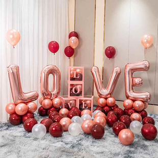 love字母铝膜气球装 饰婚房结婚场布景置婚礼婚庆网红透明盒子套装