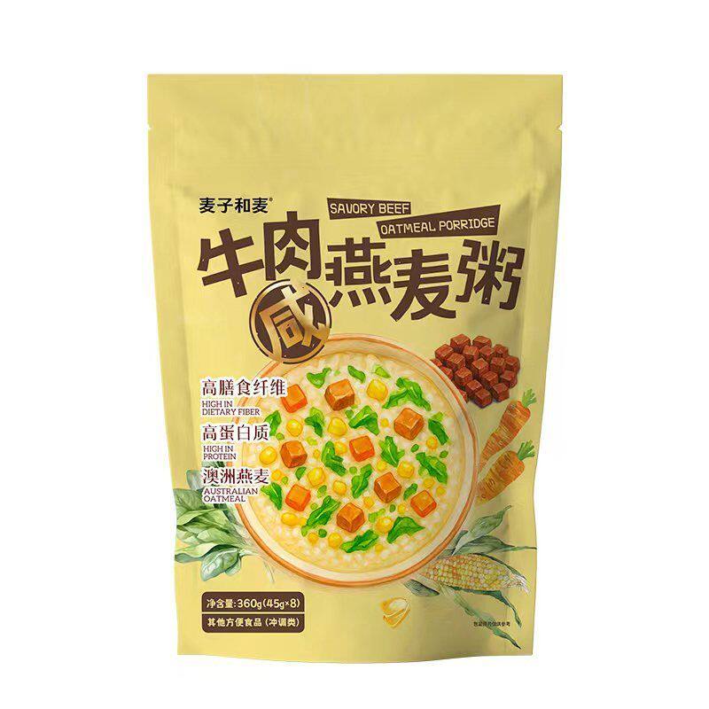 麦子和麦 牛肉燕麦片高蛋白高纤维速食免煮健身代餐360g/包