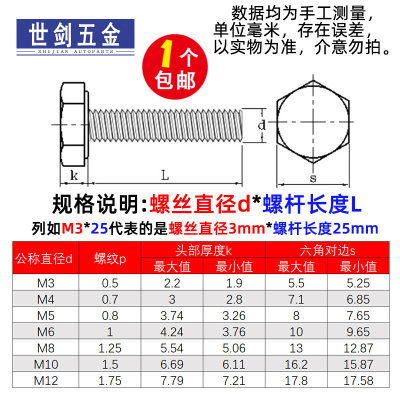 M3M4M4M6M8M10M12塑料螺丝外六角尼龙螺栓塑胶螺丝外六角螺栓螺钉