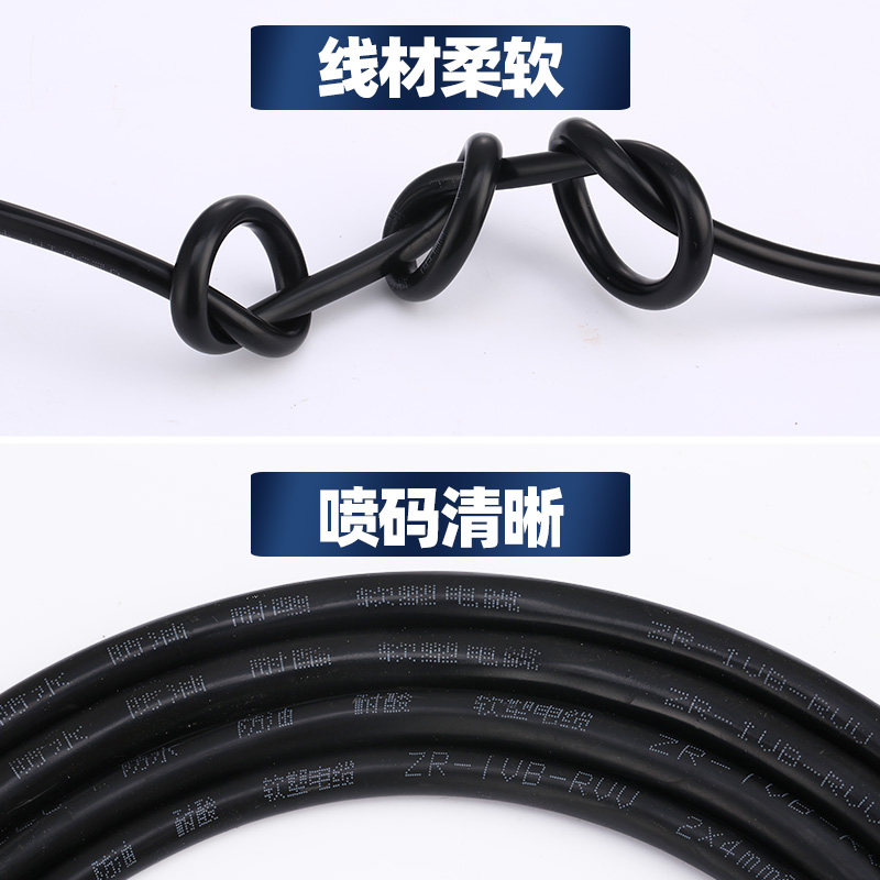 电线RVV2芯3芯1 1.5 2.5 4 6平方护套线防水防冻纯国标铜芯电缆线