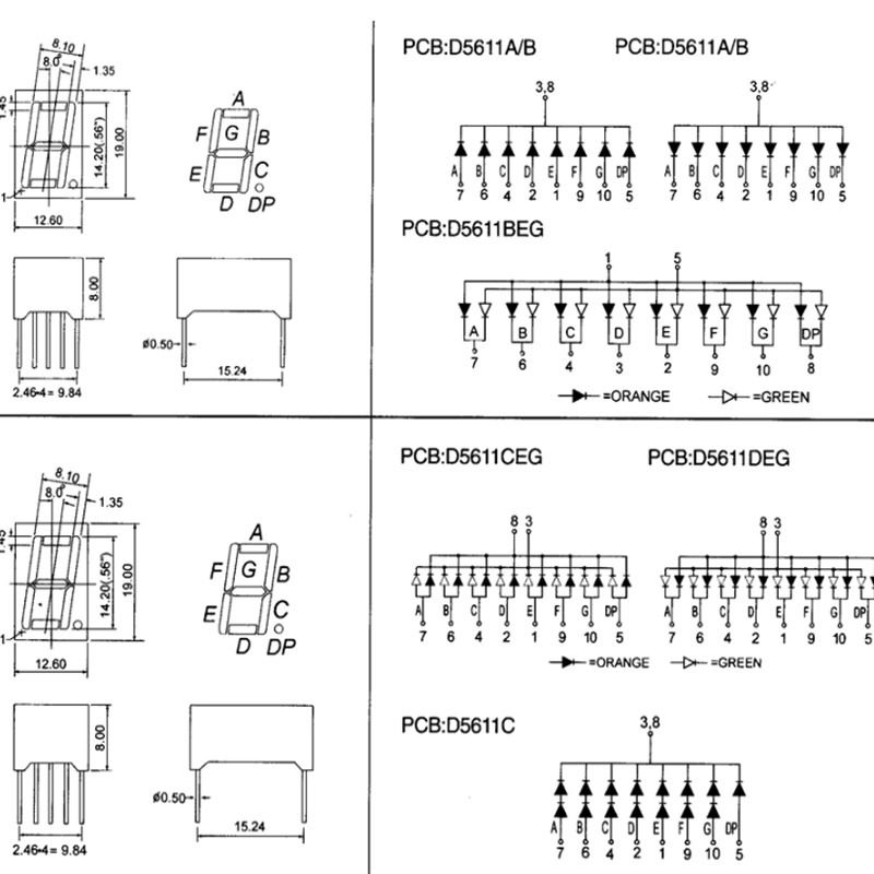 RENXILG5631AH 共阴 高亮红色 0.56寸 3三位显示数码管