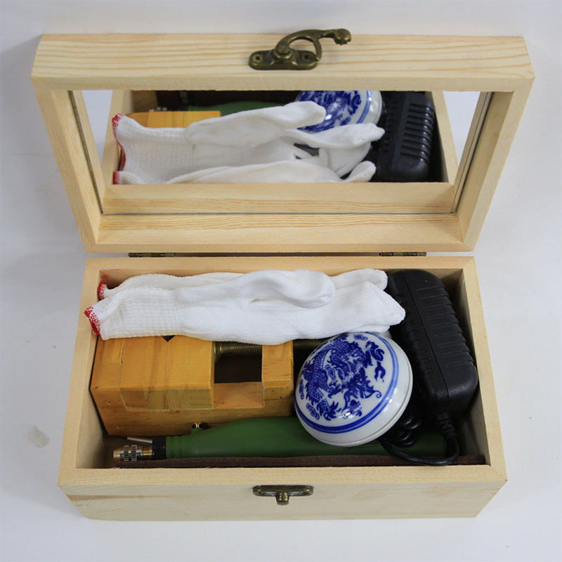 篆刻工具收纳木盒 带镜木盒 实木松木盒 收纳箱 篆刻工具箱 便携图片