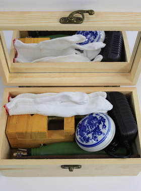 篆刻工具收纳木盒 带镜木盒 实木松木盒 收纳箱 篆刻工具箱 便携