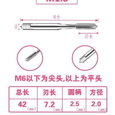 含钴镀钛左牙不锈钢机用直槽丝锥倒牙M2-M30 M5M6M7M8M9M10