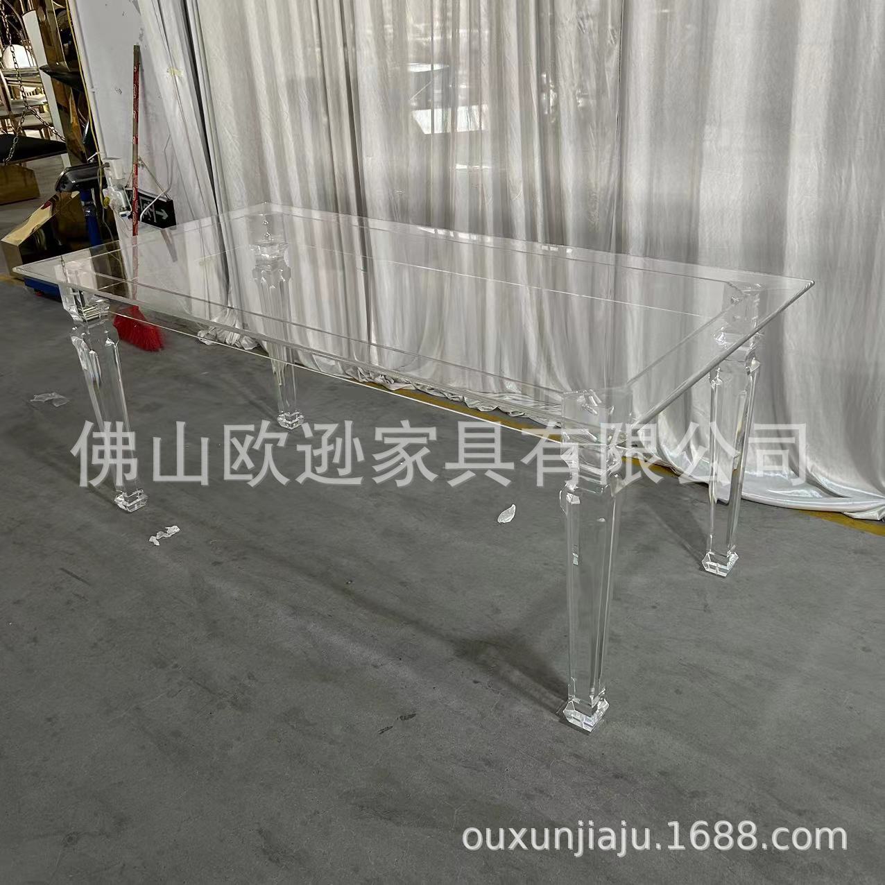 北欧透明亚克力玻璃桌子 时尚奶茶店圆桌方桌简约家用餐桌批发新