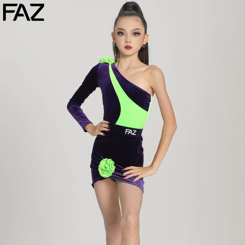 FAZ秋冬拉丁舞练习服套装女童新款练功服高级感女童表演服网红装