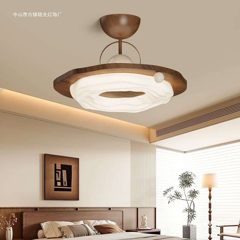 法式中古风复古胡桃色设计师曲奇创意卧室餐厅半吊顶吸顶灯具