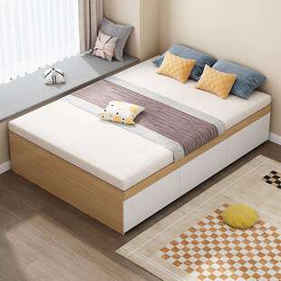 榻榻米储物床板式小户型收纳高箱床架无床头双单人床无靠背床主卧