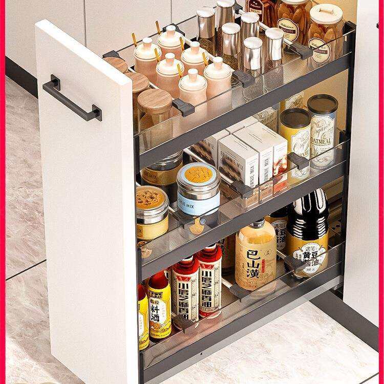 调味调料拉篮厨房橱柜窄柜抽屉式极窄小尺寸柜内抽拉式置物架收纳