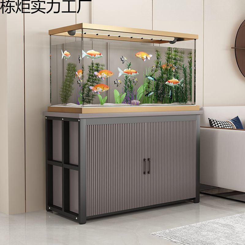 鱼缸底柜客厅承重置物柜带门鱼缸底座铁艺鱼缸专用架子家用鱼缸柜