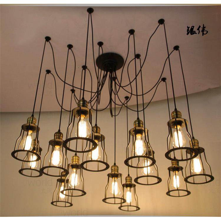 工业风装饰吊灯美式复古创意艺术卧室蜘蛛天女散花吊灯