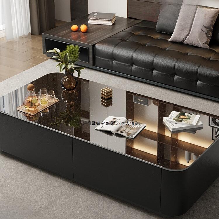 意式星光玻璃茶几客厅小户型高级感现代简约岩板茶几电视柜组合