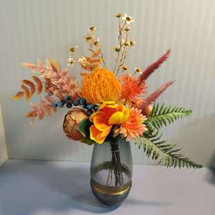 暖色花束样板间茶几客厅装 饰摄影道具仿真花绢花假花M402
